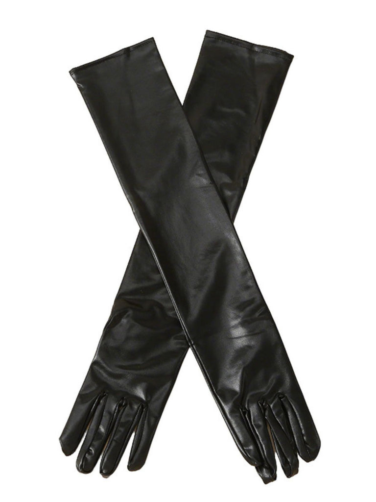 Patent Leather Solid Full Finger Gloves