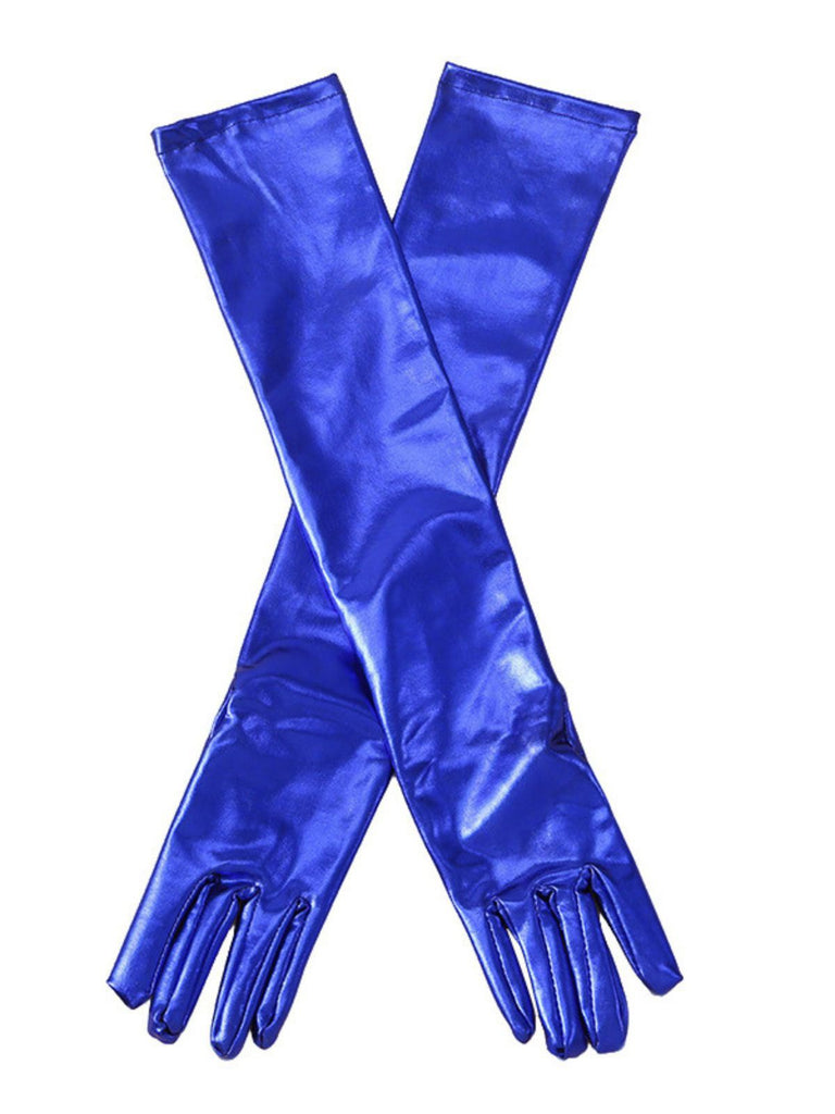 Patent Leather Solid Full Finger Gloves