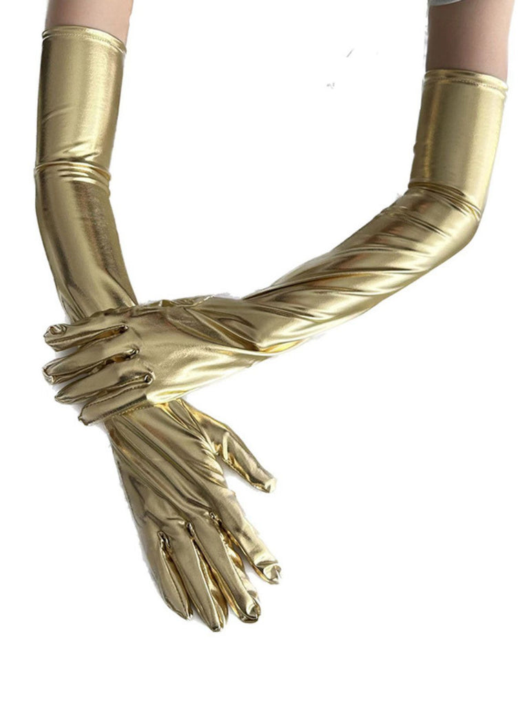 Patent Leather Solid Full Finger Gloves