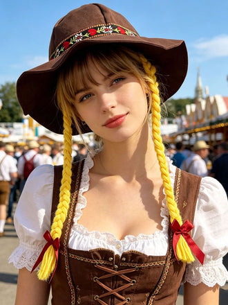 Vintage Embroidered Flower Yellow Braided Hat