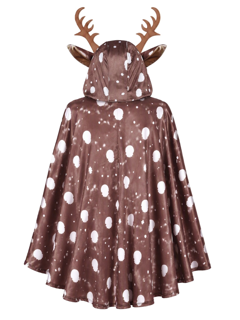 Christmas Spotted Reindeer Hooded Cape Costume 2