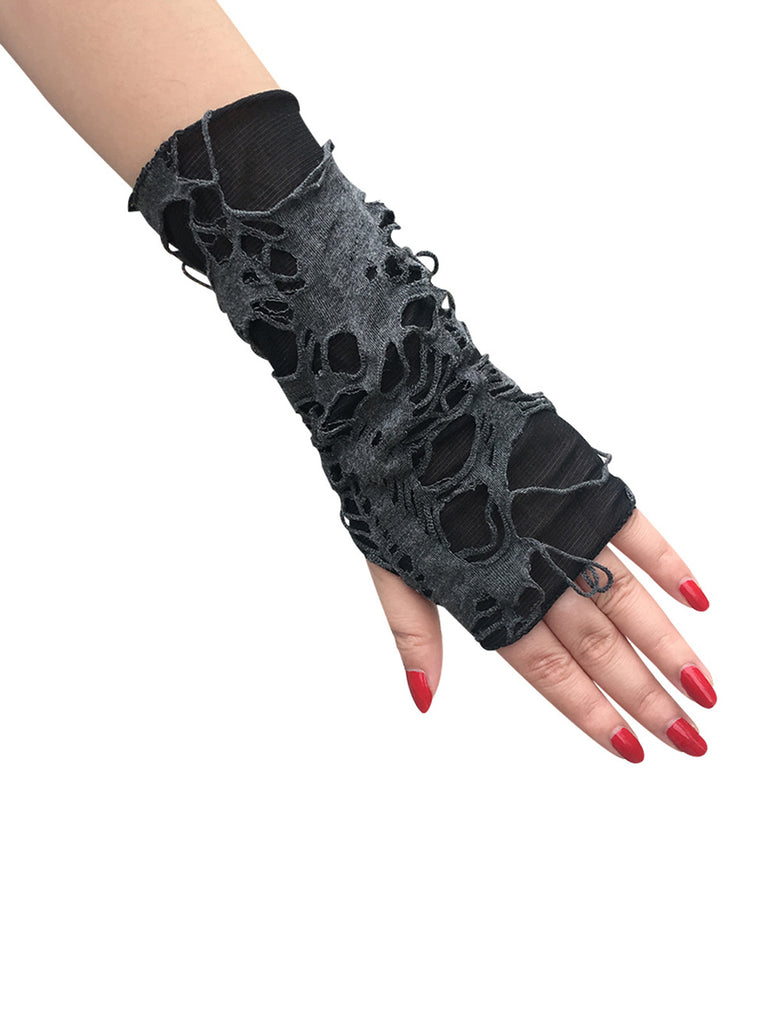 Retro Halloween Ripped Punk Gloves