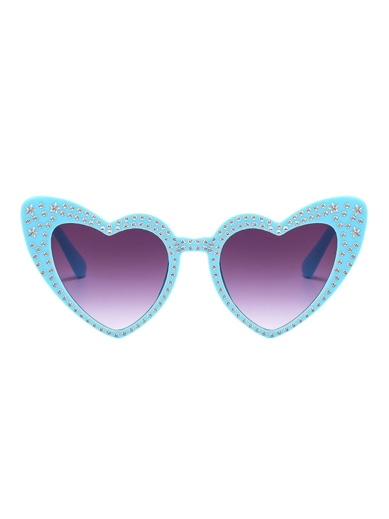 Solid Rhinestone Heart Frame Sunglasses