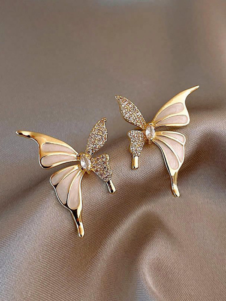 Vintage Butterfly Zircon Rhinestone Stud Earrings