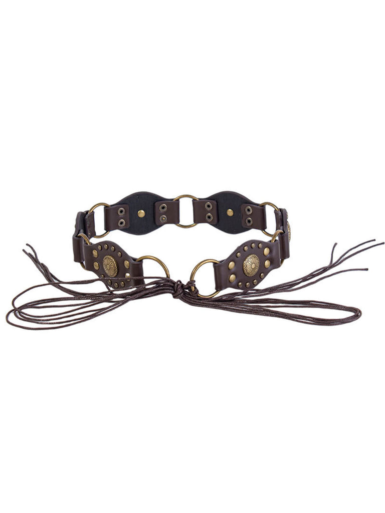 Vintage Metal Buckle Lace-Up Leather Belt