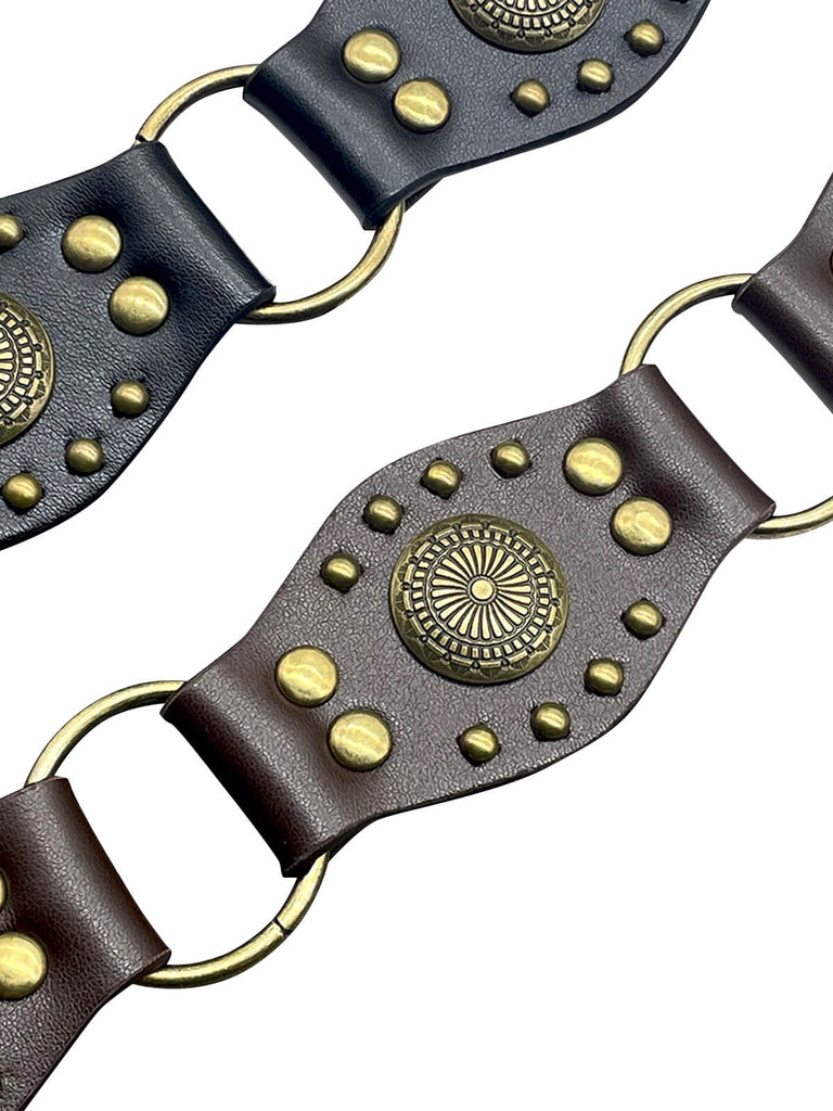 Vintage Metal Buckle Lace-Up Leather Belt