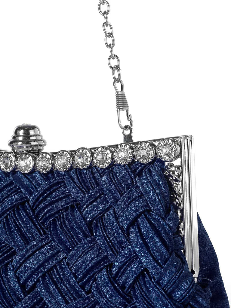 Satin Woven Diamond Evening Bag