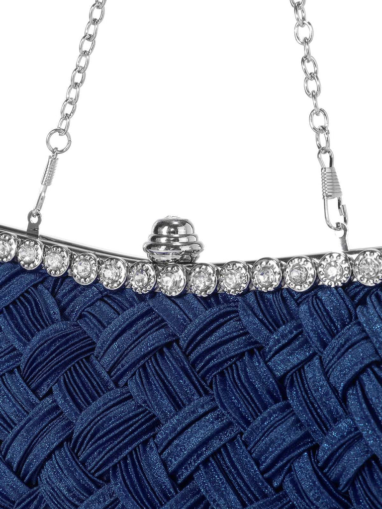 Satin Woven Diamond Evening Bag