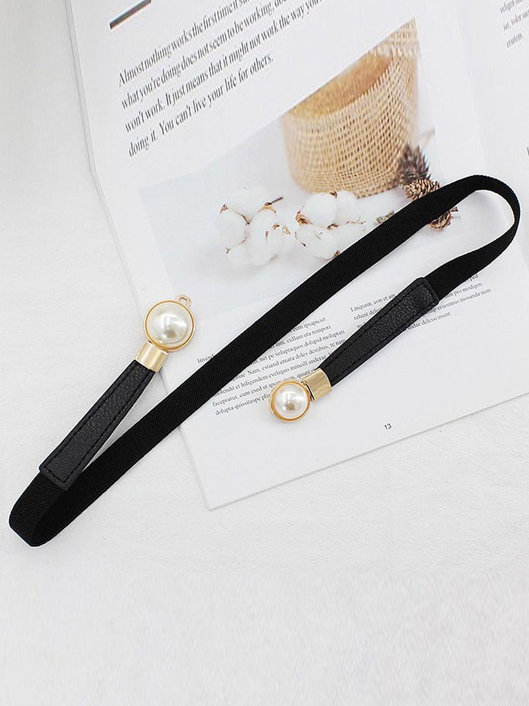 Vintage Pearl Buckle Thin Belt