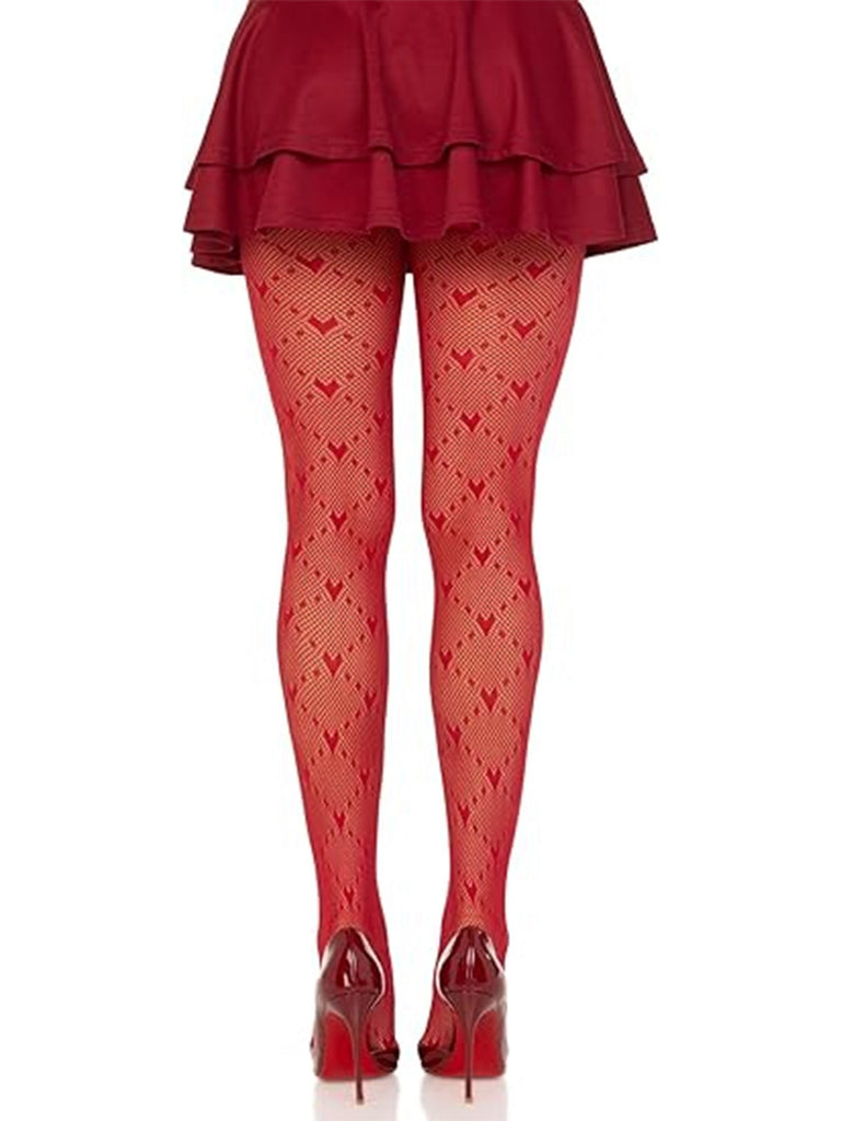 Retro Heart Argyle Lines Pantyhose Stockings