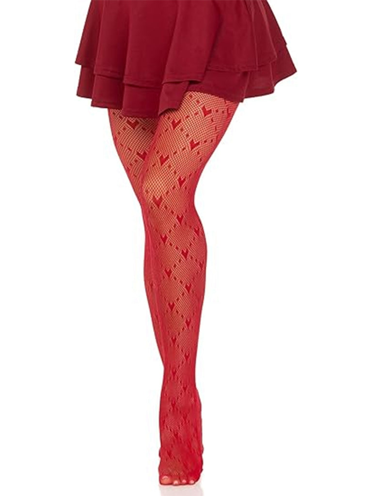 Retro Heart Argyle Lines Pantyhose Stockings