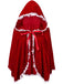 Red 1950s Halloween Lace Trim Velvet Cape