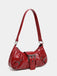 Vintage PU Leather Magnetic Closure Zipper Underarm Bag