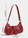 Vintage PU Leather Magnetic Closure Zipper Underarm Bag