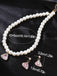 Valentine Imitation Pearl Necklace & Rhinestoned Earrings Set