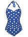 1950s Halter Polka Dot One-Piece Swimsuit