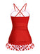 1930s Polka Dot Bowknot Patchwork Swimsuit