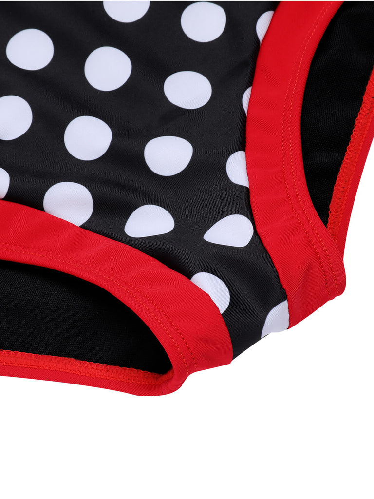 Black & Red 1950s Dots Halter Swimsuit