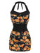 Black 1950s Antique Flower Lapel Swimsuit