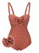 Red 1940s Plaid Strap One-piece Swimsuit