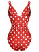 Red 1930s Polka Dot V-Neck Swimsuit