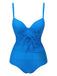 Blue 1950s Solid Added Strap Swimsuit