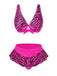 Pink 1950s Strap Zebra Print Bikini Set