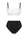 Black & White 1930s Colorblock Lace Bikini Set
