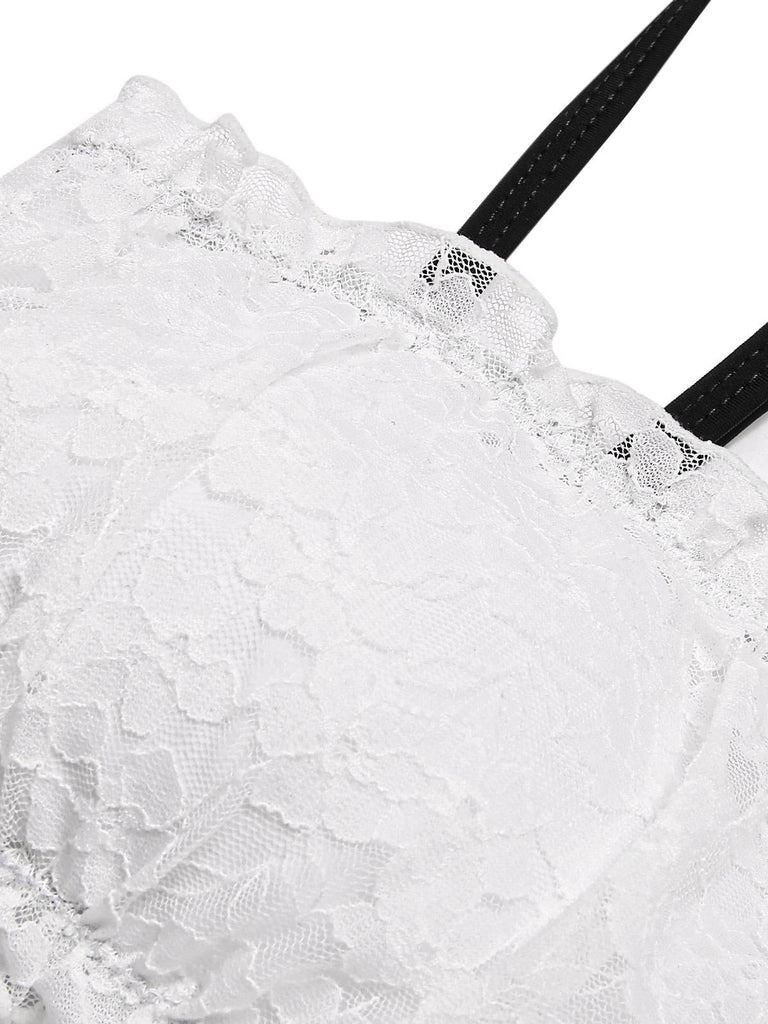 Black & White 1930s Colorblock Lace Bikini Set