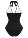 1950s Halter Hollow U-Ring Textured Swimsuit