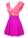 1930s Solid Ruffles Cut-Out Patchwork Swimdress