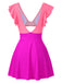 1930s Solid Ruffles Cut-Out Patchwork Swimdress
