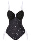 Black 1950s Bowknot Polka Dots Swimsuit