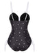 Black 1950s Bowknot Polka Dots Swimsuit