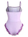 Lavender 1950s Stripe Mesh Ruffle One-Piece Swimsuit