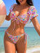 Multicolor 1950s Smocked Floral Bikini Set