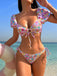 Multicolor 1950s Smocked Floral Bikini Set