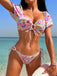 Multicolor 1950s Smocked Floral Bikini Set