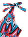 1970s Psychedelic Chevron Deep V-Neck Swimsuit