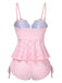 1940s Spaghetti Strap Eyelet Shell Tankini Set