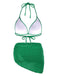1940s Halter Textured Solid Bikini Set & Cover-Up