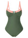 1980s Colorblock Strap High-Leg One-Piece Swimsuit