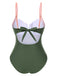 1980s Colorblock Strap High-Leg One-Piece Swimsuit
