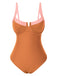 1980s Colorblock Strap High-Leg One-Piece Swimsuit