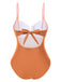 1980s Colorblock Strap High-Leg One-Piece Swimsuit