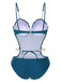 Teal 1960s Seashell Spaghetti Strap Cut-Out Swimsuit