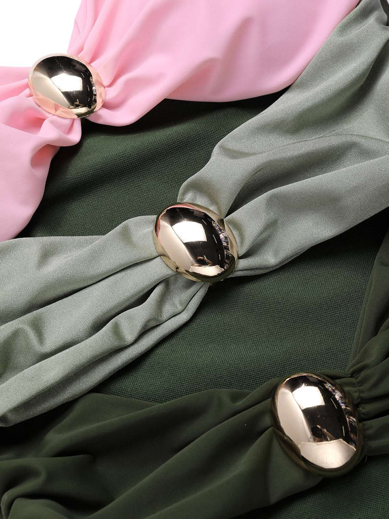 1950s Metal Button Hollow One-Piece Swimsuit