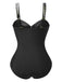 1950s Metal Button Hollow One-Piece Swimsuit