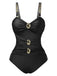1950s Metal Button Hollow One-Piece Swimsuit