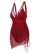 1950s Strap Sheer Mesh Solid One-Piece Swimsuit